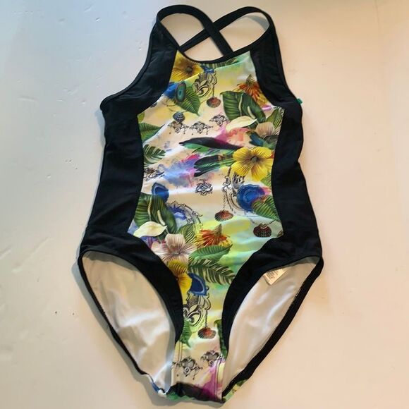 Athleta one piece black floral swimsuit - Picture 1 of 6